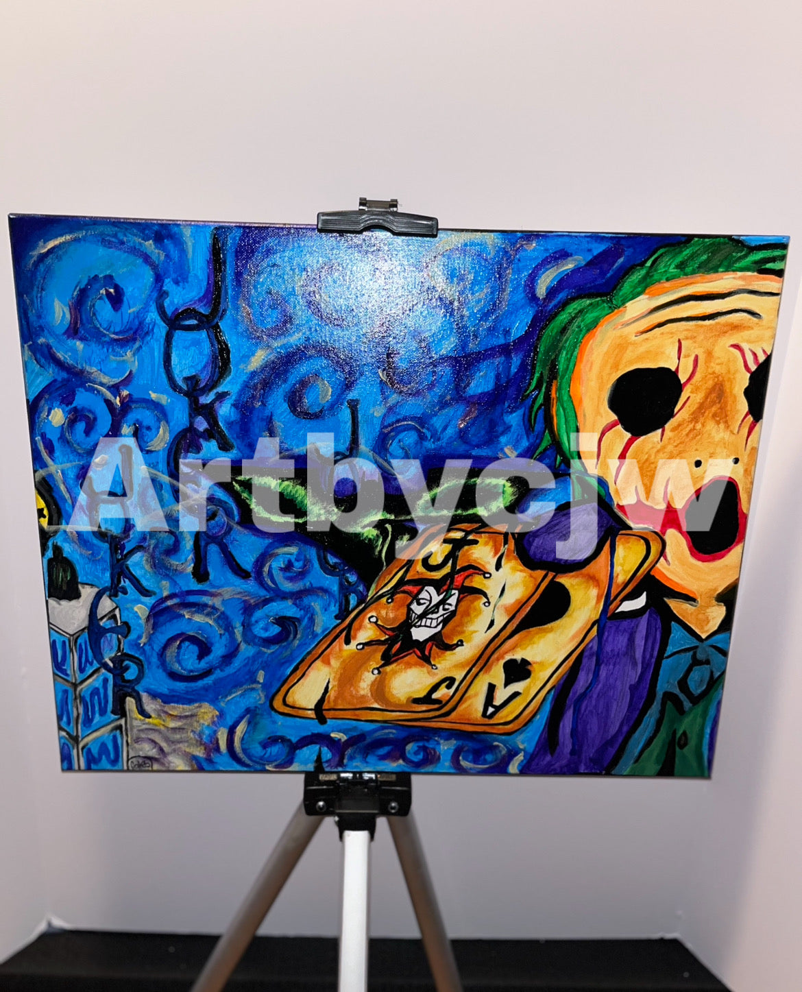 P2. Original 1 of 1 “Batman v Joker” Painting by ArtbyCJW ( 16 x 24 )