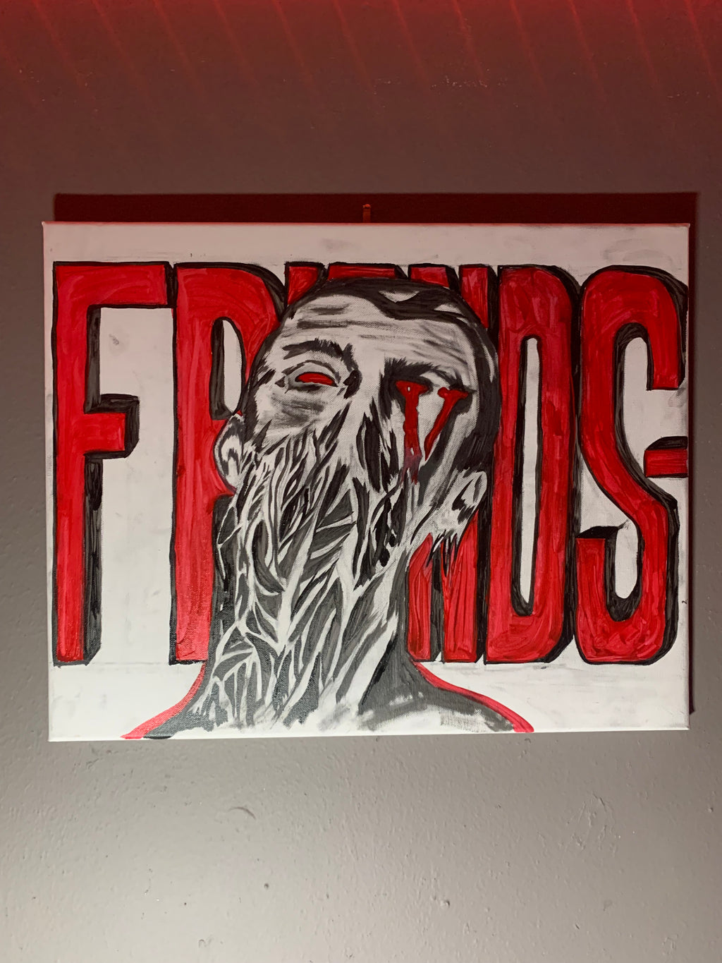 Original 1 of 1 “Melting Face V-Lone FRIENDS-” Acrylic Painting by ArtbyCJW