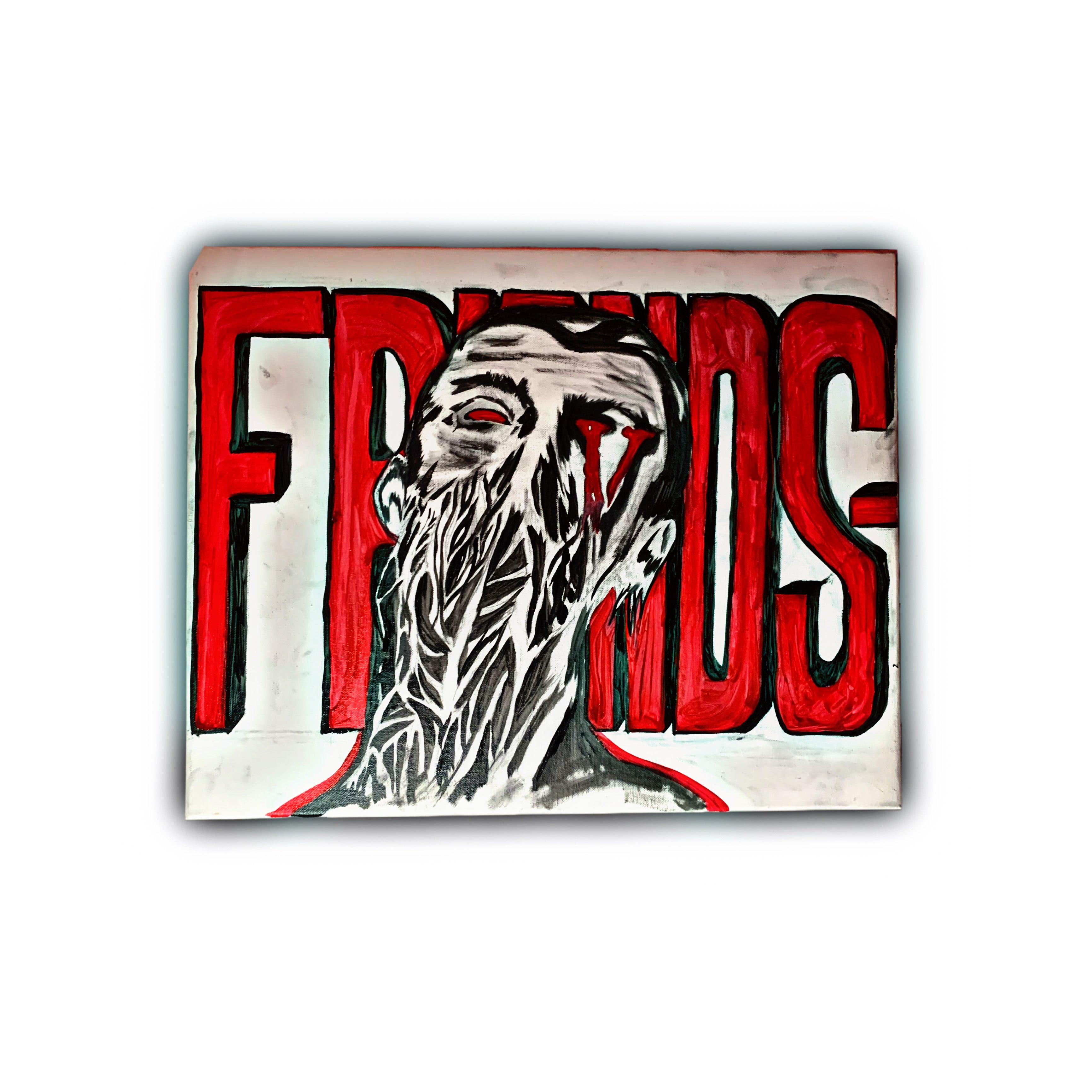 Original 1 of 1 “Melting Face V-Lone FRIENDS-” Acrylic Painting by ArtbyCJW