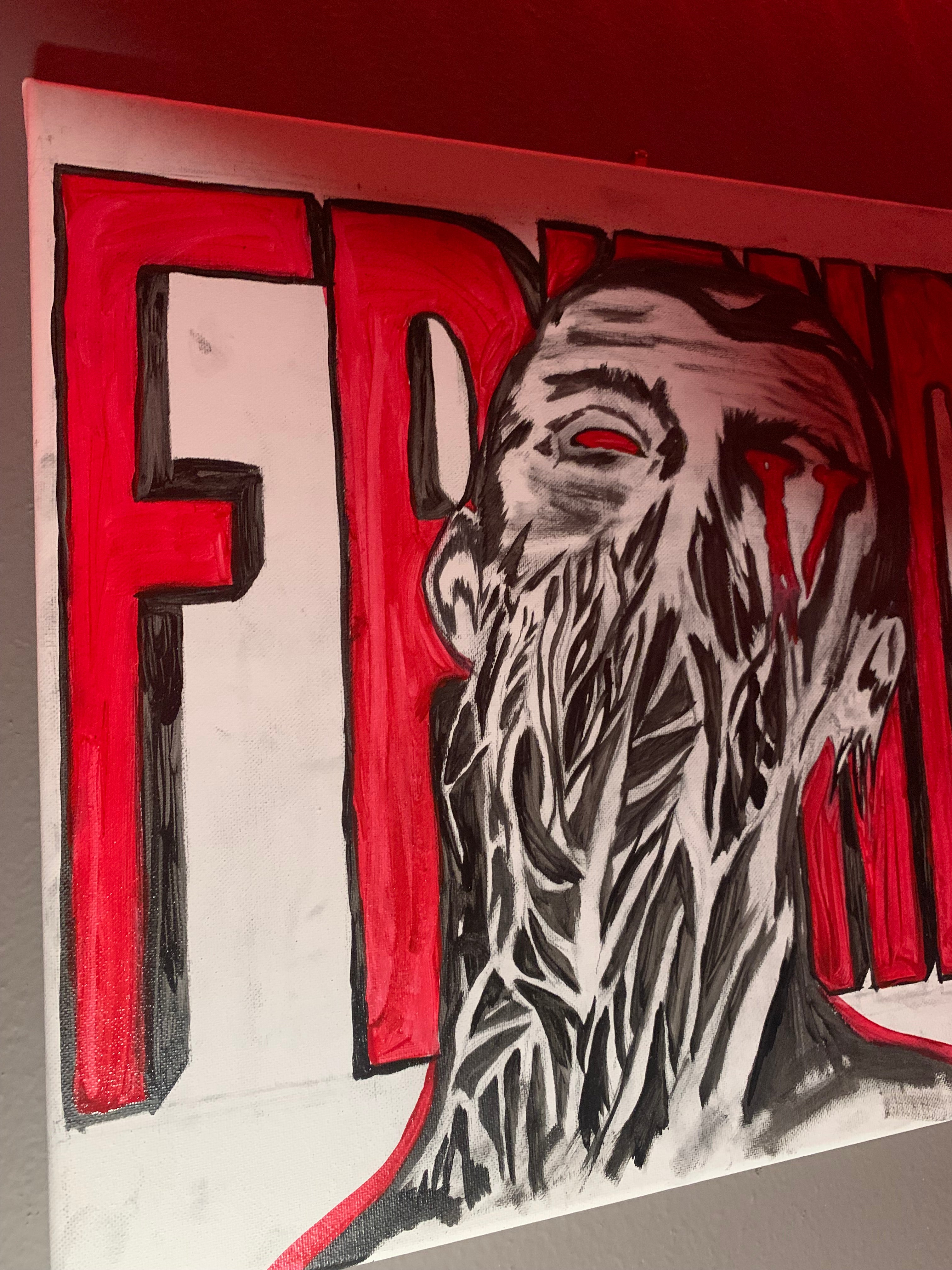 Original 1 of 1 “Melting Face V-Lone FRIENDS-” Acrylic Painting by ArtbyCJW