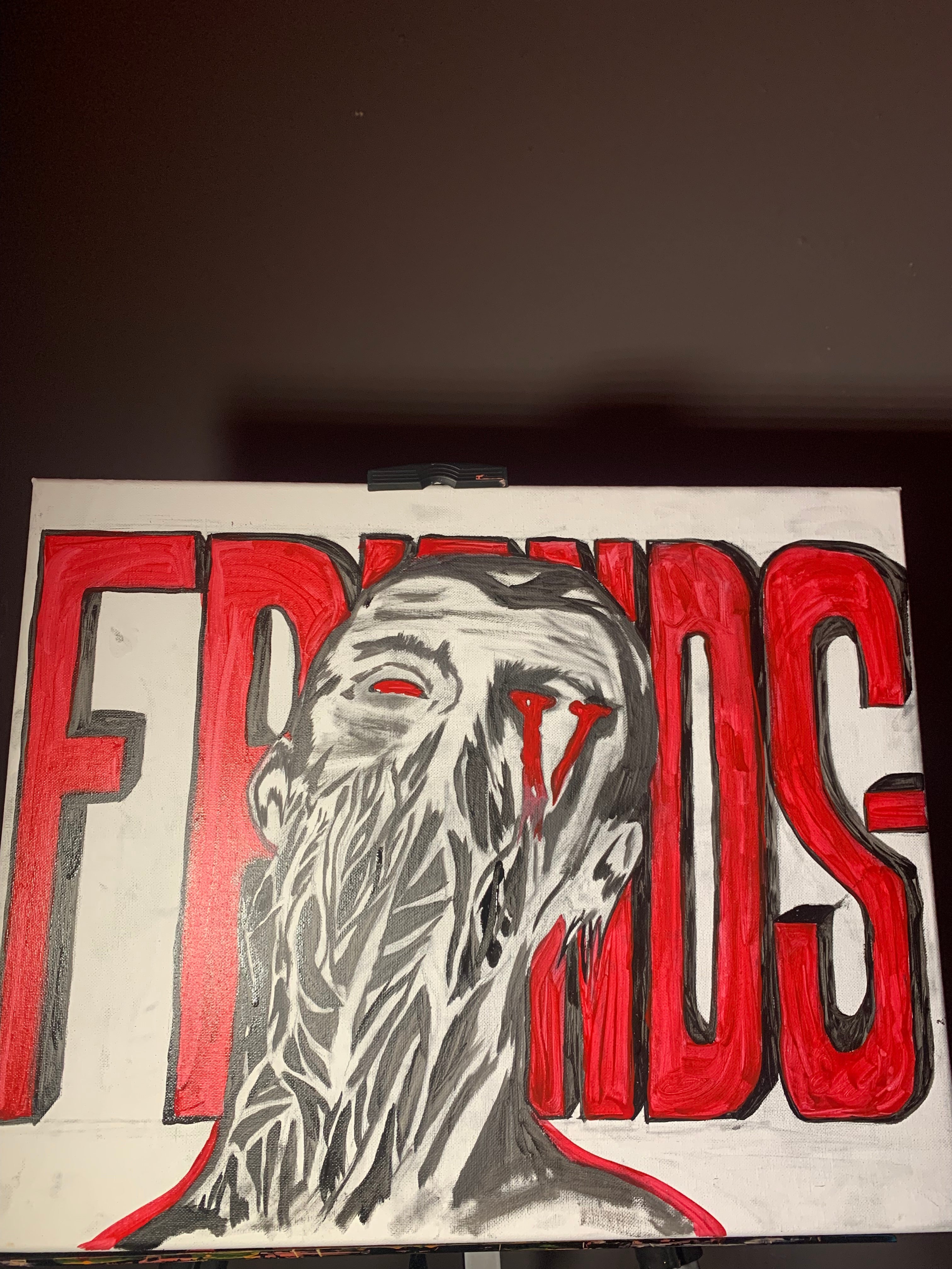 Original 1 of 1 “Melting Face V-Lone FRIENDS-” Acrylic Painting by ArtbyCJW